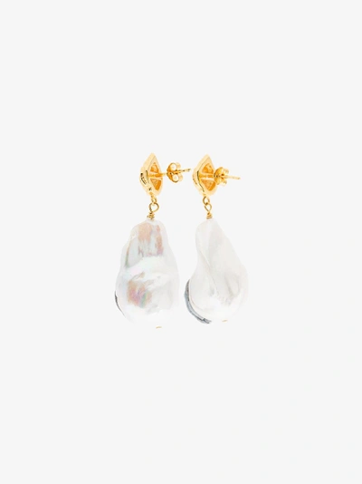 Shop Anni Lu White And Pink Baroque Pearl Drop Earrings
