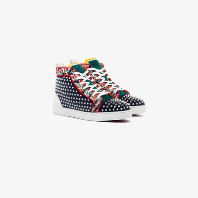 Shop Christian Louboutin Multicoloured Orlato Spike Suede Sneakers