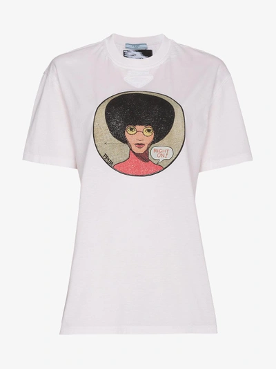 Shop Prada Afro Right On T Shirt In Pink/purple