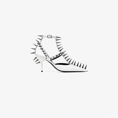 Shop Balenciaga White Knife 80 Spike Leather Pumps