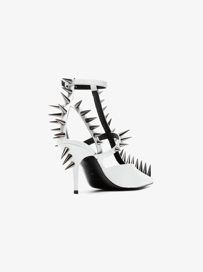 Shop Balenciaga White Knife 80 Spike Leather Pumps