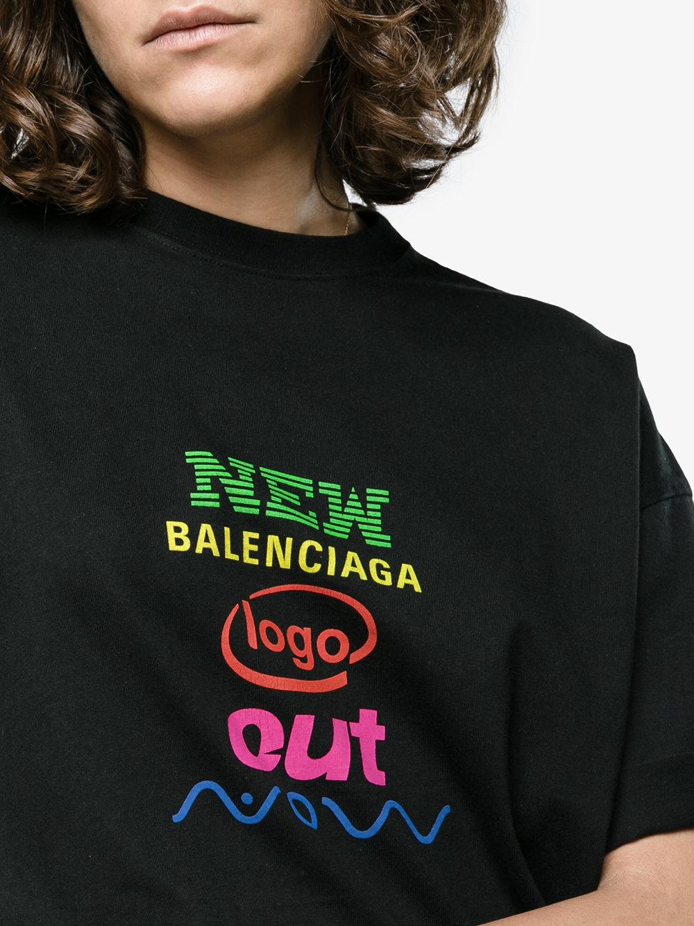 Balenciaga Black Oversized New Logo T-shirt | ModeSens