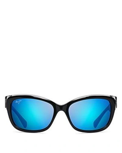Shop Maui Jim Women's Plumeria Polarized Cat Eye Sunglasses, 55mm In Black/blue
