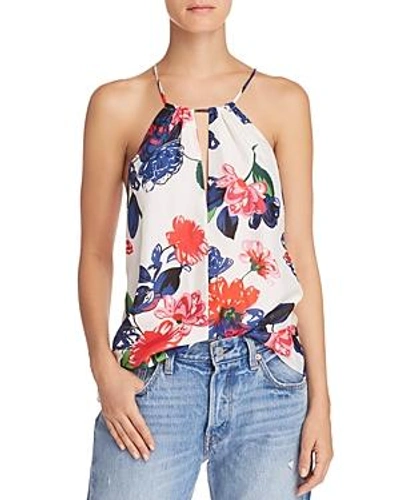 Shop Milly Reese Floral Silk Top In Multi