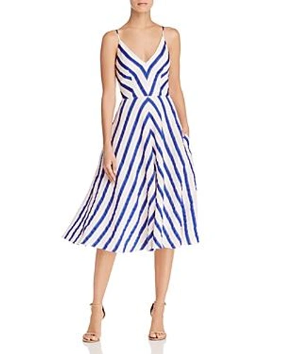 Shop Milly Monroe Striped Midi Dress In Cobalt