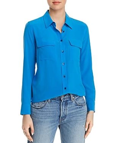 Shop Equipment Slim Signature Silk Shirt In Brilliant Blue