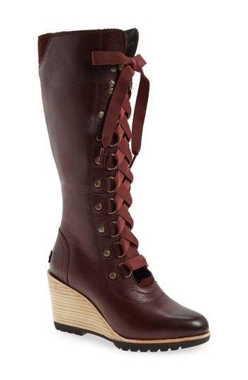 sorel after hours lace shearling boot