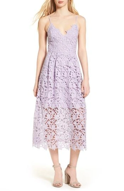Shop Astr Lace Midi Dress In Lilac