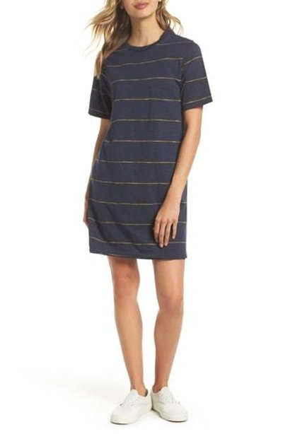 Shop Knot Sisters Sunset Stripe T-shirt Dress In Navy Mustard Mini Stripe