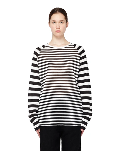 Shop Haider Ackermann Black And White Striped Ribbed Top In Multicolor