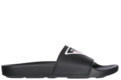 Shop Prada Women's Rubber Slippers Sandals In Black