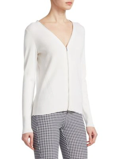 Shop Rag & Bone Vivienne Zip-front Sweater In Ivory