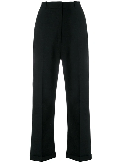 Shop Jacquemus Cropped Straight Leg Trousers In Black
