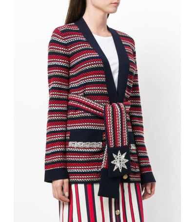 Shop Gucci Stripe Belted Jacket In Multi