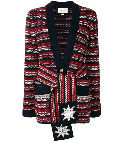 Shop Gucci Stripe Belted Jacket In Multi