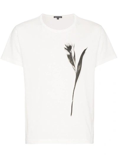 Shop Ann Demeulemeester Tulip Print Cotton T Shirt - White