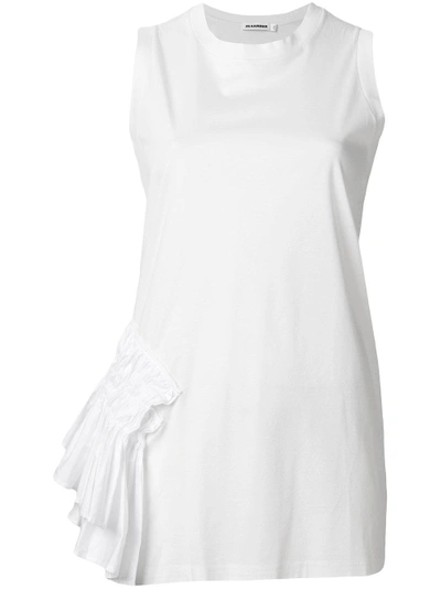 Shop Jil Sander Ruffle Detail Tank Top - White