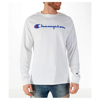 Shop Champion Men's  Classic Graphic Long-sleeve T-shirt, White