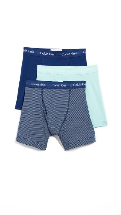 Shop Calvin Klein Underwear Cotton Stretch Boxer Briefs In Yucca/stony/estate Blue