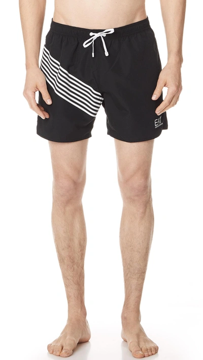 Shop Ea7 By Emporio Armani Sw 7 Lines Swim Shorts In Black
