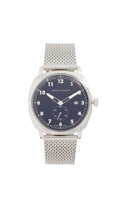 Shop Larsson & Jennings Meridian Watch, 38mm In Silver/navy