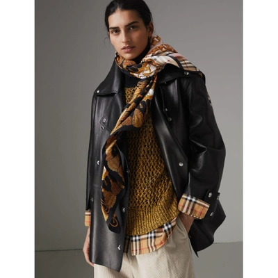 Shop Burberry Archive Scarf Print Silk Scarf In Gold