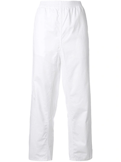 Shop Mm6 Maison Margiela Elasticated Waist Cropped Trousers - White