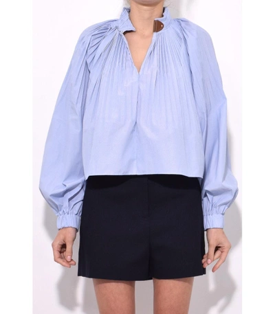 Shop Tibi Blue/white Multi Isabelle Shirting Top In Blue/white Multicolor