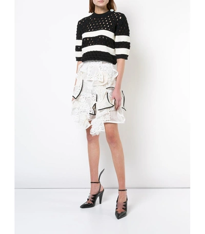 Shop Sacai White Crochet Asymmetric Skirt