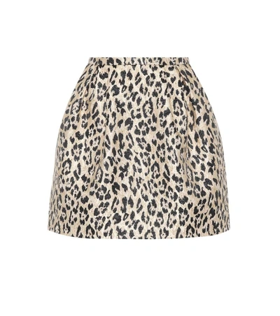Shop Valentino Leopard Brocade Miniskirt In Neutrals