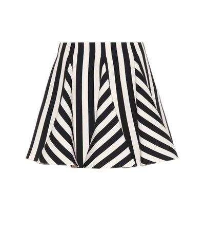 Shop Valentino Striped Wool And Silk Miniskirt In Black