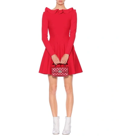 Shop Valentino Long-sleeved Knit Dress In Red
