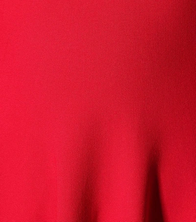 Shop Valentino Long-sleeved Knit Dress In Red
