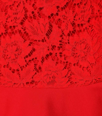 Shop Valentino Lace Flounce Dress In Red