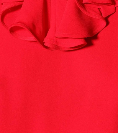 Shop Valentino Ruffled Silk Dress In Red