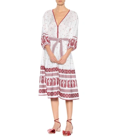 Shop Zimmermann Embroidered Linen Dress In White