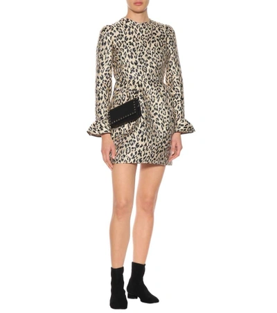 Shop Valentino Leopard Brocade Dress In Metallic