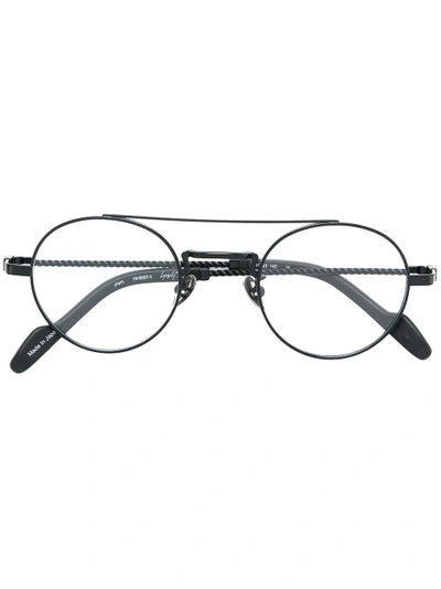 Shop Yohji Yamamoto Aviator-style Glasses - Black