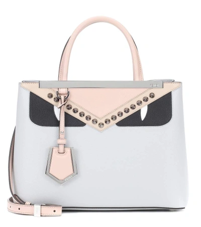 Shop Fendi 2jours Petite Leather Tote In Grey