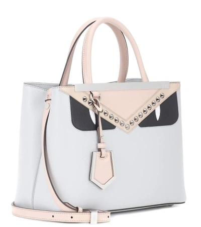 Shop Fendi 2jours Petite Leather Tote In Grey