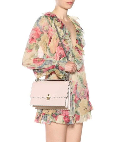 Shop Fendi Kan I Leather Shoulder Bag In Pink