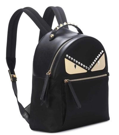 Shop Fendi Embellished Leather Backpack In Black