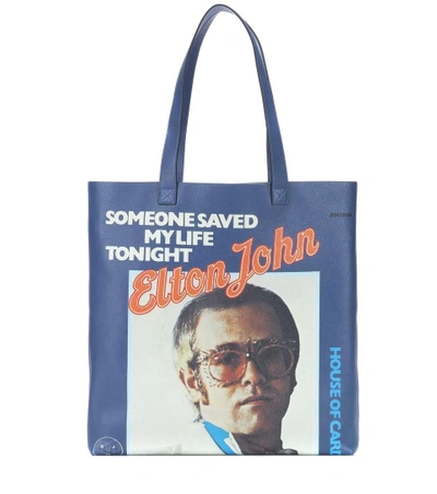 Elton John印花皮革购物包