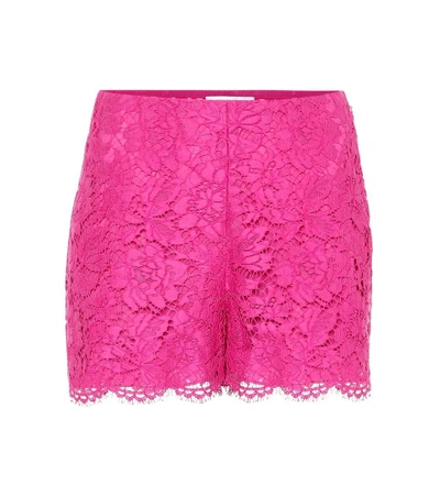 Shop Valentino Floral Lace Shorts In Pink