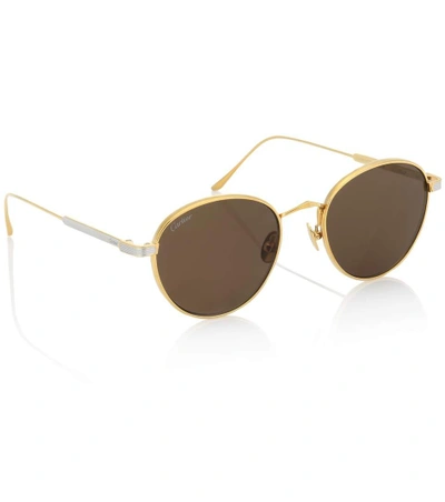 Shop Cartier C De  Round Sunglasses In Gold