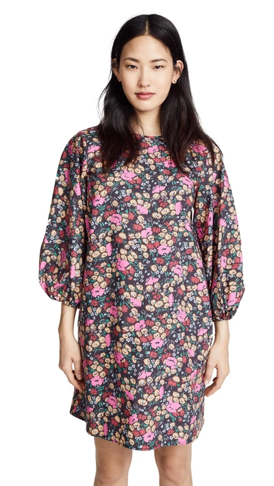 Shop No.6 3/4 Balloon Sleeve Dress In Large Espresso London Floral