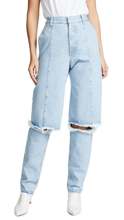 Shop Ksenia Schnaider Slim Demi Jeans In Light Blue