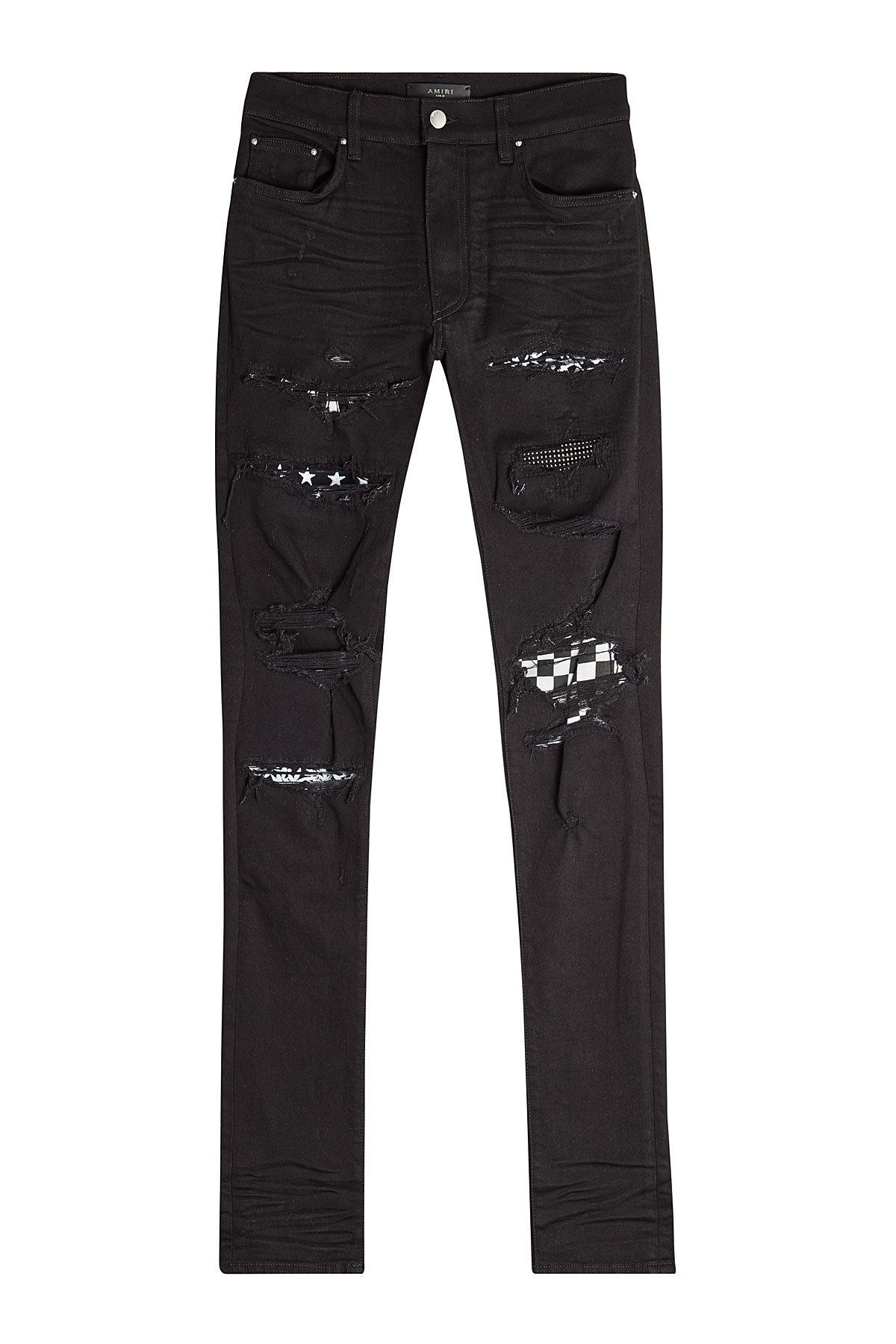 black patched skinny jeans