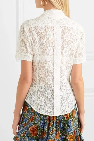 Shop Chloé Cotton-blend Lace Blouse In Ivory