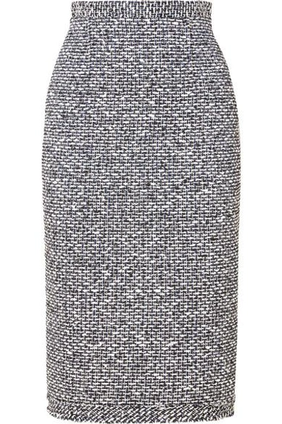 Shop Roland Mouret Norley Bouclé Midi Skirt In Blue